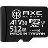 AXE MEMORY Scheda Micro SD 512 GB, Memoria MicroSDXC per Nintendo-Switch, GoPro, Drone, Smartphone, Tablet, 4K Ultra HD, A1 UHS-I U3 V30 C10, Lettura Fino a 95 MB/s, con Adattatore SD