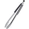 Relaxdays Pinza da Barbecue, Acciaio Inox e Manico in Legno, Accessori Griglia e Cucina, Lunga 38 cm, Argentato Nero