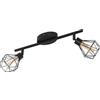 Eglo Lampada da soffitto Zapata 1, lampada da soffitto vintage a 2 luci in stile retrò, faretti da soffitto in acciaio, colore: nero, vetro: ambra, attacco: G9