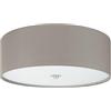 Eglo Plafoniera Pasteri, plafoniera tessile a tre punti luce, acciaio, tessuto, vetro, nichel opaco, color talpa, E27, diametro 47,5 cm
