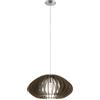 Eglo lampada a sospensione Cossano 2, 1 fiamma, vintage, acciaio e legno | nickel opaco, marrone scuro, per tavolo da pranzo o soggiorno, attacco E27, Ø 50 cm