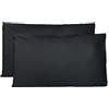 FARFALLAROSSA Coppia di Federe 100% Puro Cotone 50X70 CM, Set di 2 Tessuti per Cuscino Letto Made in Italy, Chiusura a Busta, Tinta Unita, Misura Standard - Nero