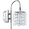 Eglo LED Lampada da Parete Almonte, Applique per Bagno, Lampada da Bagno in | Metallo Cromato e Cristallo Trasparente, Lampada LED per Ambienti Umidi luce calda, G9, IP44