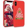 ZhuoFan Cover iPhone X/XS, Custodia Silicone Rosso con Disegni Ultra Slim TPU Morbido Antiurto Christmas Cartoon Pattern Bumper Case Protettiva per Apple iPhone X/XS, Joy