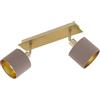 Eglo Lampada da soffitto Valbiano, lampada a soffitto a 2 luci, faretti da soffitto in metallo e tessuto, lampada da corridoio in ottone spazzolato, nichel opaco, cappuccino, oro, faretti E14