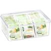 Relaxdays Scatola Porta Tè e Tisane, 90 Bustine, Organizer con Coperchio, Proteggi Aroma, HLP 9x21,5x14,5 cm,trasparente