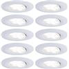 Paulmann 99922 Calla-Faretto da Incasso a LED, Rotondo, Set da 10 Pezzi, 10 x 6 W, IP65, Neutro, Bianco Opaco, orientabile, in plastica, 4000 K