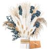 ZJTAPE Piume Erba Della Pampas - Eucalipto Essiccato Naturale, Erba di Pampa Bianca Fronde Soffici, Bouquet di Fiori Secchi per tavolo da matrimonio, decorazioni per la casa Boho