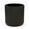 Amazon Basics Rotondo Vaso in ceramica scanalato, 20.3 cm, nero