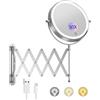 FUNTOUCH Specchio Cosmetico Ricaricabile USB con Illuminazione, Ingrandimento 1x/10x, Specchio da Barba Dimmerabile, 3 Colori, Specchio da Trucco Touchscreen, Girevole a 360°, Specchio da Parete per Bagno