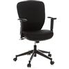 HJH Office 653620 Sedia da ufficio/Sedia girevole TRAFFIC 20 tessuto nero, sedile ergonomico, braccioli ribaltabili, regolabile in altezza, eccanismo sincronizzato, massimo comfort