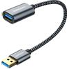 SUNGUY Cavo Prolunga USB 3.0,Cavo Prolunga Maschio A Femmina A Alluminio 5 Gbps per lettore di schede, tastiera, stampante, scanner, fotocamera [0.3m-Grigio-1Pezzi]
