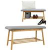 DuneDesign Panca Scandinava con Scarpiera in bambù - 90x34x44 Contenitore per Scarpe all' Ingresso