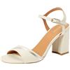 Geox D New Eraklia 80F, Sandali con Tacco Donna, Sabbia Lt, 35 EU