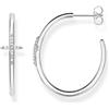 Thomas Sabo Orecchini a cerchio con pietre bianche, misura unica, argento sterling, Senza Gemme