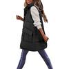 CCOOfhhc Gilet trapuntato, lungo, da donna, lungo, da donna, con cappuccio, invernale, caldo, senza maniche, leggero, per attività all'aria aperta, giacca invernale, Nero , XXXL