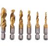 Ausla Set Maschiatura Titanio, Set Completo 6 Pezzi con Maschiatori Metrici M3 M4 M5 M6 M8 M10 e Punte Trapano Codolo Esagonale 1/4 Pollice Scanalature a Spirale per Filetti Precisi