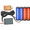RIGIDON 4 in 1 Rosso Blu 6 LED Lampada di Emergenza Strobo Barra Luminosa, Telecomando Senza Fili Polizia Luce, 12V 24V Luce Lampeggiante per Camion Auto Trattori Elevatori SUV 4x4 Veicolo