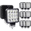 RIGIDON 10 Pcs Mini Faro da Lavoro Led, 3.3 Pollici 48W Spot Luci di Lavoro, Fari di Profondità, Tripla Fila Barra Fuoristrada Per Auto Trattore Escavatore Camion ATV 4x4, 12V 24V 6000K