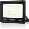 URTBST Faretto LED da Esterno 50W, 5000LM IP67 Impermeabile, 7000K Bianca Fredda, Per Cortile, Giardino, Garage, Terrazza