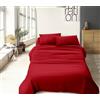 IlGruppone Completo Letto No Stiro Prodotto Italiano Set Lenzuola Tinta Unita Effetto Raso Lenzuolo Sotto Fino 30 Cm Con Angoli Elasticizzati Sopra Federe - Bordeaux - Una piazza e Mezza
