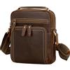 TIDING Borsello Uomo in Pelle Vintage a Tracolla Regolabile Borsa a Spalla Laterale Unisex per Ufficio Passeggiate e Tempo Libero, Marrone