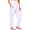 Lofbaz Donna Raion Stampare Affumicato Vita Boho Harem Pantaloni Solido Bianco M