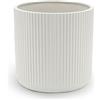 Amazon Basics Rotondo Vaso in ceramica scanalato, 20.3 cm, bianco
