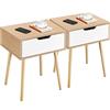Yaheetech 2 Comodini Camera da Letto Comodino con Cassetto Gambe in Legno Mobiletto Organizzatore da Letto 48,5 x 41 x 57,5 cm Tavolino Lato Moderno da Divano Salotto Marrone Chiaro