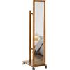 HOMCOM Specchio da Camera e Ingresso con Ripiano Inferiore e Binario, in Legno e Vetro, 35.5x49.5x167.8 cm|Aosom