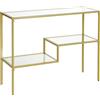 DecHome Consolle da Ingresso Tavolino a 3 Ripiani in Acciaio e Vetro Temperato 100x32x76 cm colore Oro