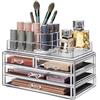 SONGMICS Organizer Trucchi, Porta Cosmetici Impilabile con 11 Scomparti e 4 Cassetti, per Toeletta, Camera da Letto, Bagno, Idea Regalo, Trasparente JKA001TP