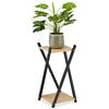 Relaxdays Portavaso a Colonna, Scaffale Porta Fiori 57x29x29 cm, Tavolino, Piedistallo Design, Nero Marrone Chiaro, Fibra di Legno, 1 pz