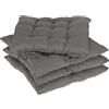 Relaxdays Set da 4 Cuscini per Sedie, 38 x 38 cm, Coprisedia con Laccetti, Interni & Esterni, in Poliestere, Grigio