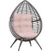 Outsunny Poltrona da Esterno in Rattan con Cuscino Grigio e Beige Forma a Goccia 101x89x156cm|Aosom