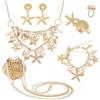 PH PandaHall Conchiglia Stella Marina Gioielli Sirena Gioielli Accessori per Costumi Estate Mare Spiaggia Conchiglia Collare di Perle Bavaglino Dichiarazione Collana Bracciali Orecchini Anello