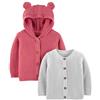 Simple Joys by Carter's 2-Pack Neutral Knit Cardigan Sweaters Maglione, Grigio/Rosso, 18 Mesi (Pacco da 2) Bimbo