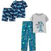 Simple Joys by Carter's Pigiama da bambino in poliestere 4 pezzi, Squalo/Trasformatori, 6