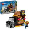 LEGO City Furgone degli Hamburger Giocattolo, Veicolo da Costruire per Bambini e Bambine da 5 Anni in su, Camion Food Truck con Accessori per Cucinare e 2 Minifigure, Regalo Divertente 60404