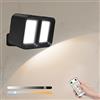 XRR LED Lampada da Parete Interno, Dimmerabile Ricaricabile Moderno Applique con Controllo Touch Rotazione di 360°applique magnetica applique camera da letto per soggiorno,corridoio(nero)