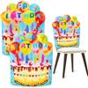 Weldomcor Coprisedia per compleanno, 2 pezzi, blu, con temi di compleanno, lavabile e comodo, per bambini e ragazzi, decorazione per sedie