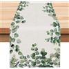 Tarklanda Runner da Tavola Foglie di Eucalipto Verde Runner Tavola Lino Lavabile Tovaglia Runner Decorazione Primaverili Estate per Tavolo da Pranzo per Sala da Pranzo Matrimoni Picnic Feste Cucina 40x140cm