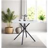 Hallowood Furniture Cullompton - Piccolo tavolo da pranzo rotondo, effetto marmo bianco, con gambe in metallo nero, tavolo da cucina, tavolino per casa e bar (90 cm)