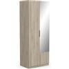 Demeyere 391389 Armadietto con Specchio e Armadio a 2 Ante 1 Nicchia Moderno, Colore Rovere Kronberg, 79.4 x 51.1 x 203 cm, Legno Ingegnerizzato, Grigio