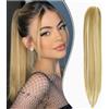 Dcbaboo Posticci per Capelli Coda di Cavallo Extension Capelli Lisci Lunghi Coda Capelli Extension con Pinza 50cm Coda Finta per Capelli Sintetici Dritti Naturali Ponytail, Sandy Blonde & Biondo