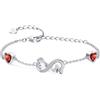Qings Bracciale Infinito Donna Argento 925 con Granato Bracciali Gennaio Cuore Pietre di Nascita Braccialetto Regolabile Infinity ECG, Rosso Gemma Gioielli Compleanno Regalo per Mamma Donne Ragazze