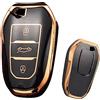 ontto Custodia per Chiave Auto, Adatta per Peugeot 2008 3008 5008 308 508 per Opel Grandland X Mokka Corsa Insignia TPU Silicone Portachiavi Oro Nero