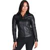 D'Arienzo Giacca Pelle Donna Nera Biker Vera Pelle Made in Italy Giulia Nero/M