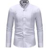 HuanHaoYu Uomo Blusa Festivo Party per La Notte Manica Lunga Camicette in Alto Collo Coreana Unico Pieghe Camicie Slim Fit Bianco (Bianco,M)