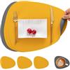 Myir JUN Tovagliette in Pelle e Sottobicchieri, Set Tovagliette Americana Plastica Lavabili Bifacciale Non-scivolose Impermeabile Triangolari (Set di 4, Grigio Giallo)